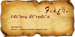 Fábry Árpád névjegykártya
