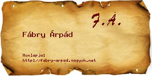 Fábry Árpád névjegykártya