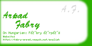 arpad fabry business card